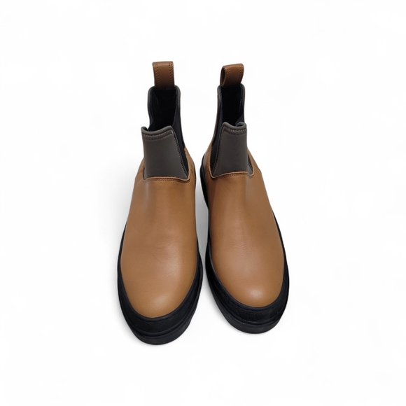 COS Chunky Sole Leather Chelsea Tan and Black Ankle Boots - Picture 2 of 4
